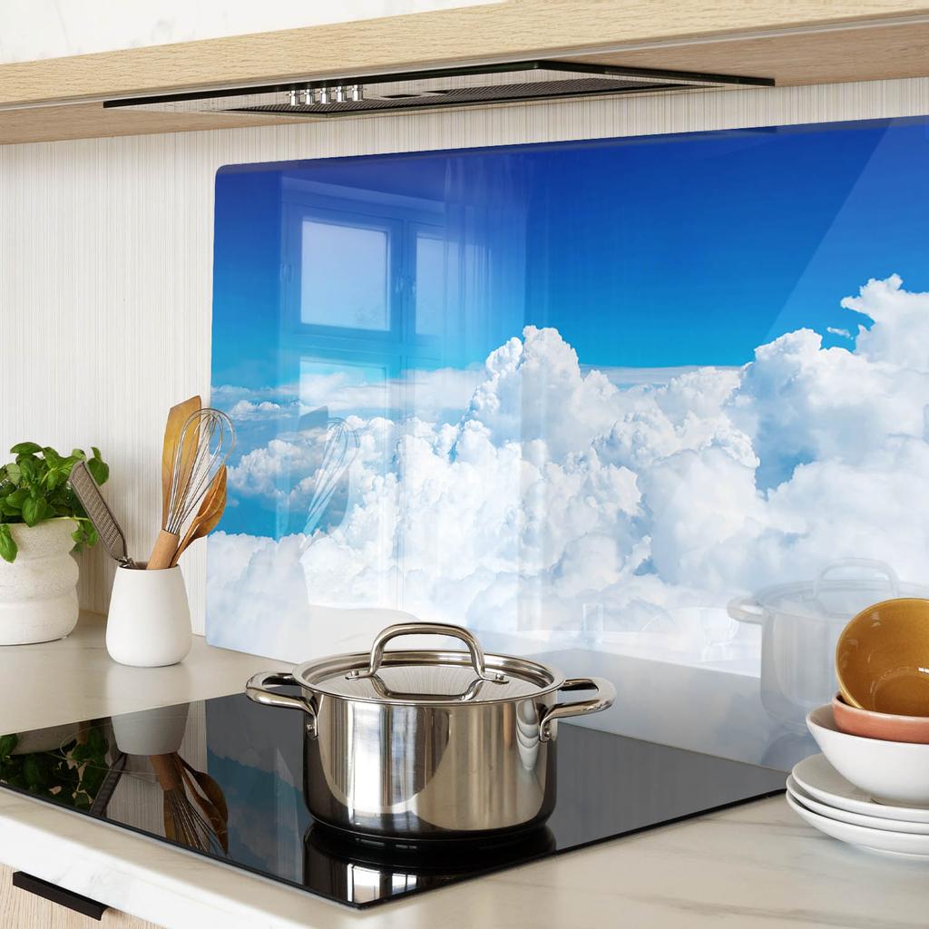 Multifunctional Kitchen Decorative Board Tempered Glass Clouds 80x52 cm