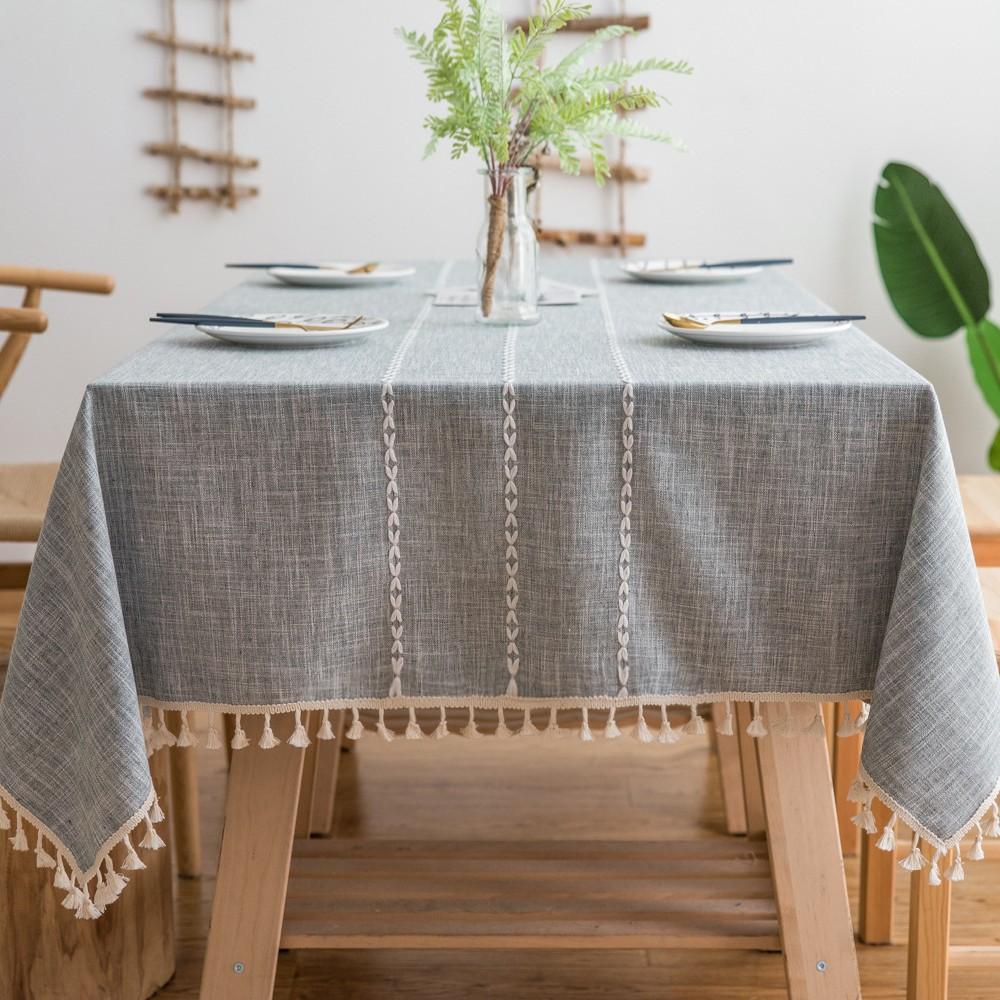 

Simple Embroidered Cotton And Linen Dining Table Cloth Literary Small Fresh Rectangular Household Living Room Coffee Table Mat Spot 90*90cm