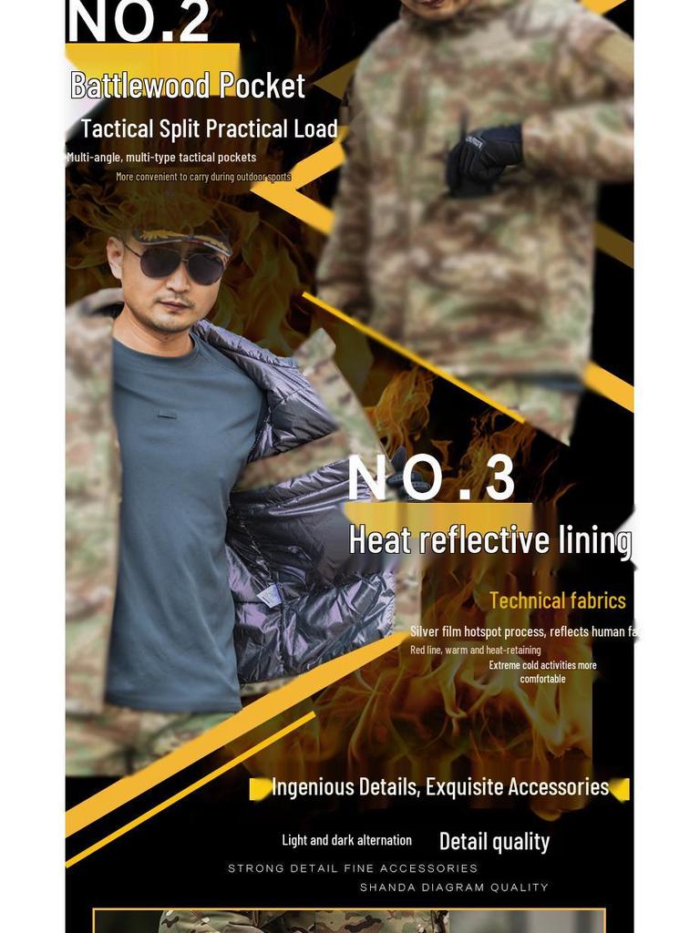 Pánská zimní taktická bunda Angken s červeným plamenovým maskováním a tepelně reflexní úpravou