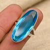 Pretty Blue Topaz Gemstone Handmade 925 Solid Sterling Silver Jewelry Ring