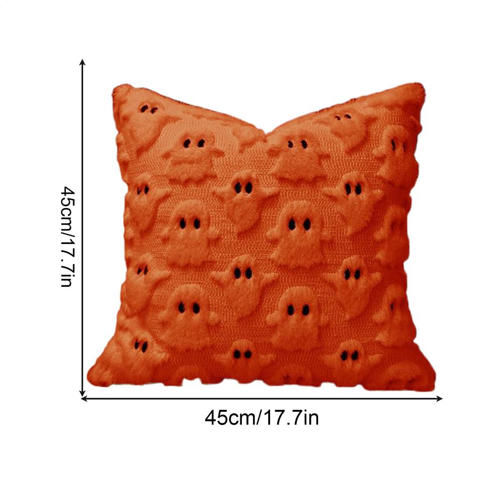 Halloween Throw Pillow Cover Decorative Ghost Pattern Pillowcase Soft Plush Faux Wool Cushions for Home Party Supplies