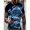 Fashion Personality Dragon Pattern 3D Printed Tshirt Street Summer Oversized Men's T-shirts