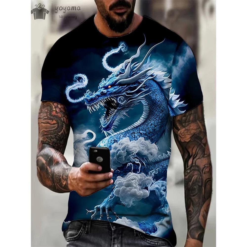 Fashion Personality Dragon Pattern 3D Printed Tshirt Street Summer Oversized Men's T-shirts