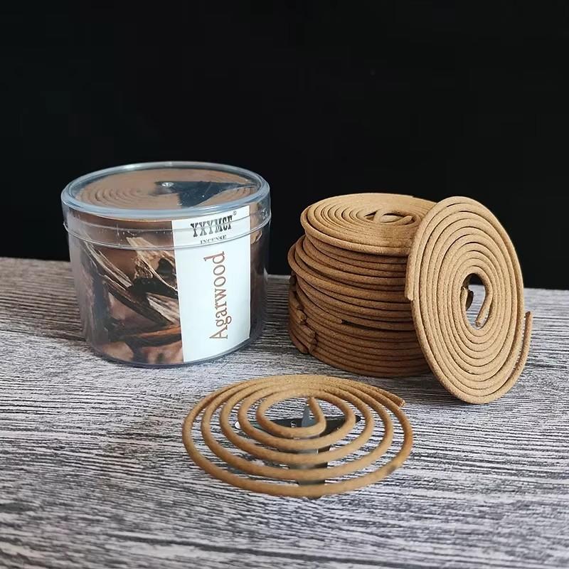 4 Stunden 48 einzelne Ringe Räucherspiralen aus natürlichem Sandelholz mit Räucherstäbchen mit Mini-Räuchergefäß aus Metall Duft für Zuhause Innenbereich