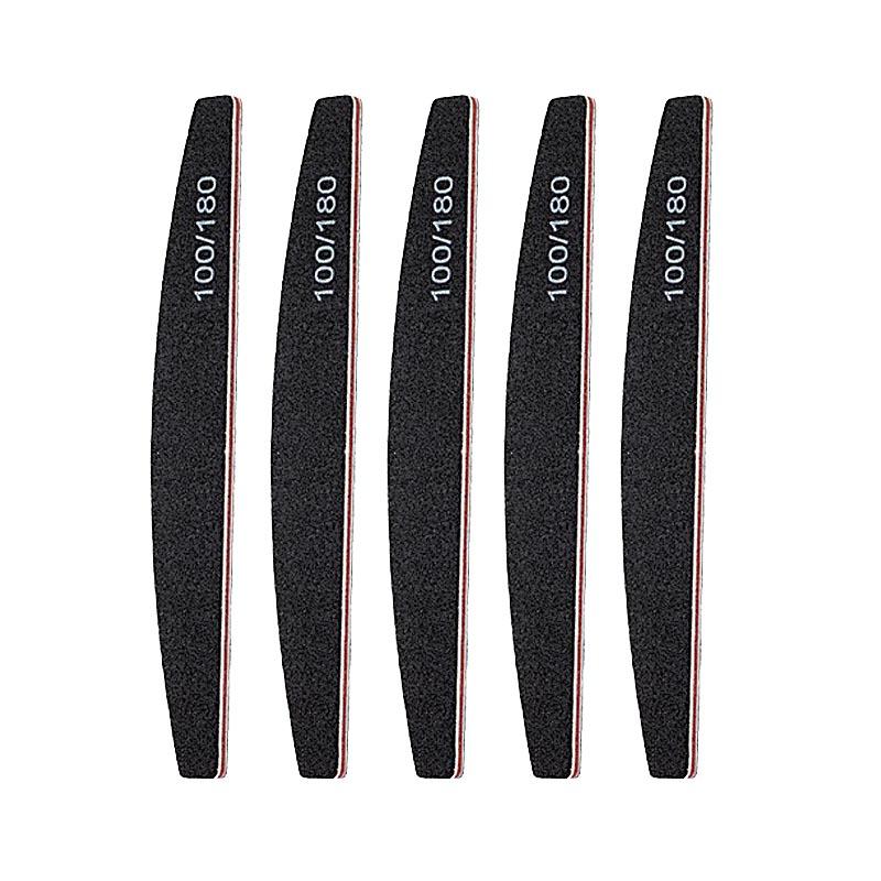 New Nail File Bufer 100/180 Grit Half Moon Nails Files Sanding Grinding Double Side Sandpaper Nail Manicure Tool ZJC04