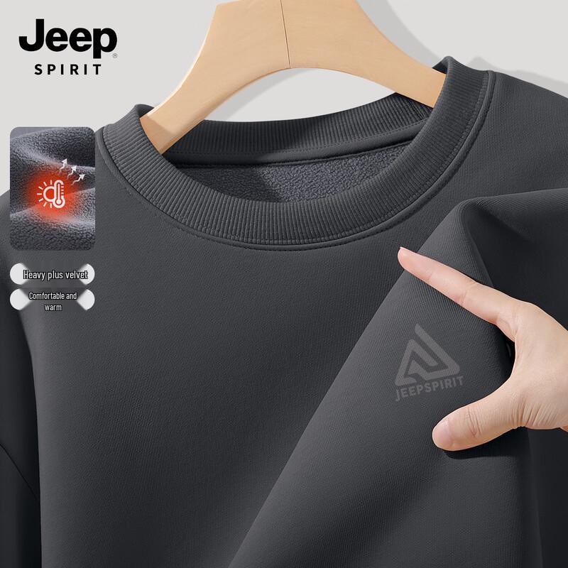 

JEEP SPIRIT Men s Plush Lined Crewneck Sweatshirt L