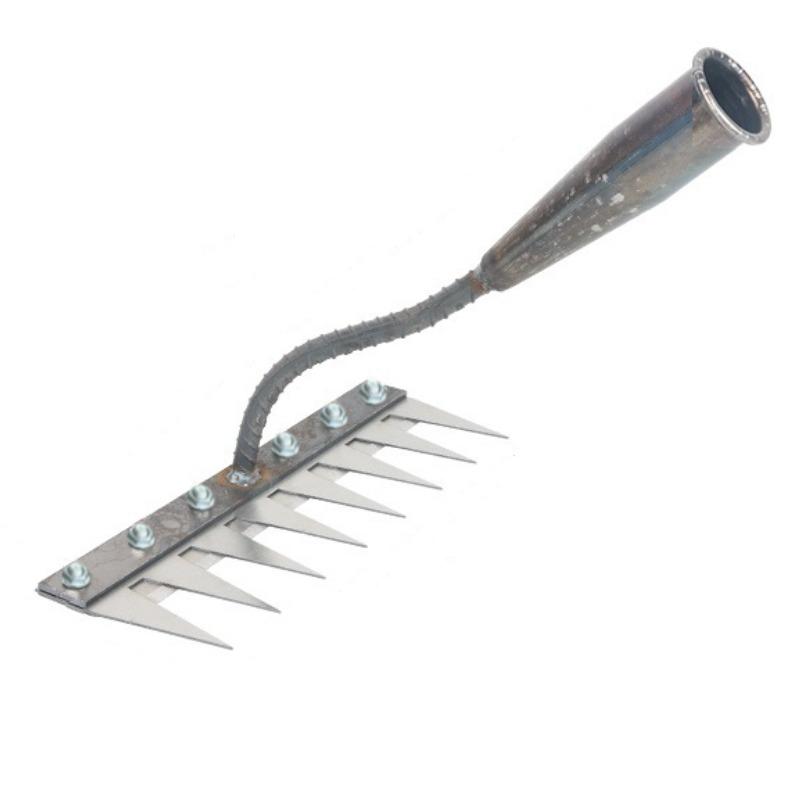 5/6/7/8 Teeth Iron Gardening Hoe Weeding Rake Farm Tool Grasping Raking Loosening Soil Nail Rake Tool Artifact Harrow Farm Tool