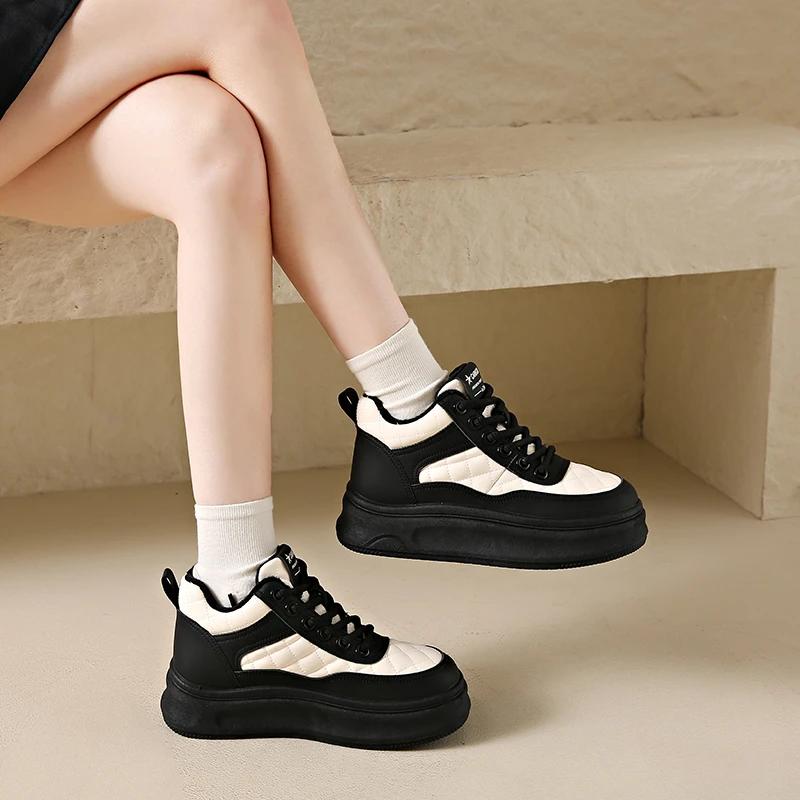 Кроссовки на платформе женские с круглым носком на плоской подошве осень-зима новые — фото 5