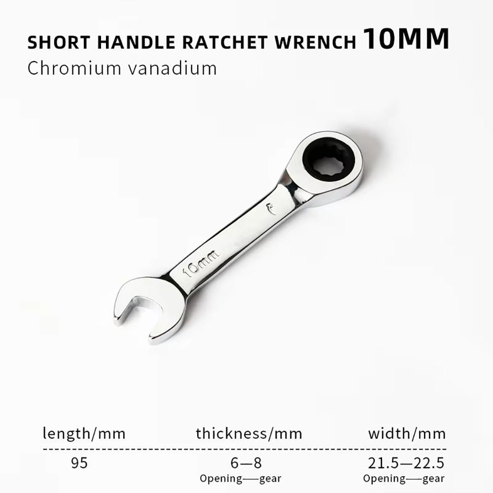 1Pcs 72 Teeth Ratchet Socket Spanner 6-19mm Nut Repair Tool Durable Stubby Single Wrench