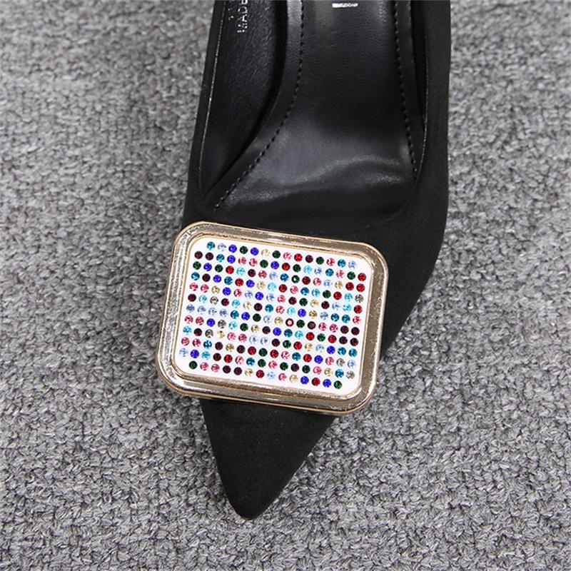 Women Fetish 9 .5cm High Heels Wedding Classic Pumps Lady Stiletto Point Toe Red Heels Black Office Stripper Crystal Shoes