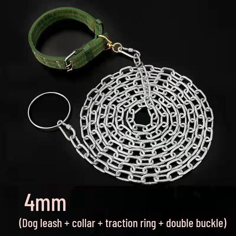 Bite-Resistant Rust-Proof Dog Leash and Chain Collar