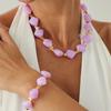Design Sense Irregular Imitation Crystal Resin Necklace, Personalized Special-Shaped Beaded Collarbone Chain Choker
