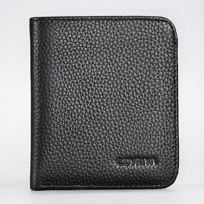 

Ultra-thin mini leather small wallet men s short simple cowhide vertical wallet driver s license card bag men s soft wallet чёрный