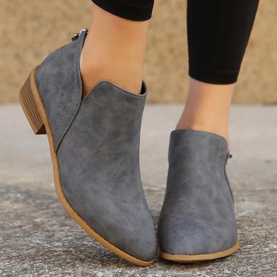 New Fashion Women's Boots Autumn Pointed Suede Thick Heel Booties Women Plus Size 43 Zipper Heeled Ankle Boots Zapatos Mujer