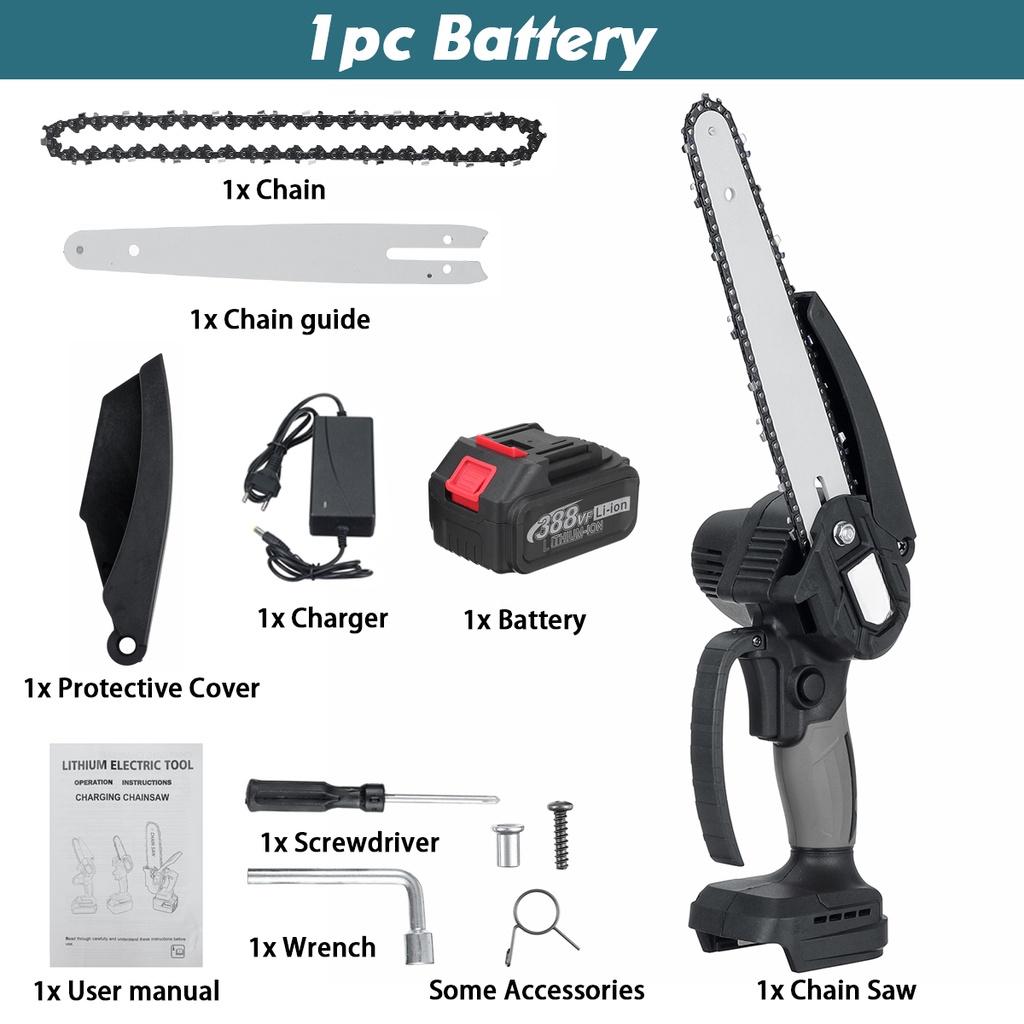 10000RPM 8 Inches Mini Brushless Electric Chain Saw Chainsaw Wood Cutter Pruning Garden Power Tool For 18V Battery