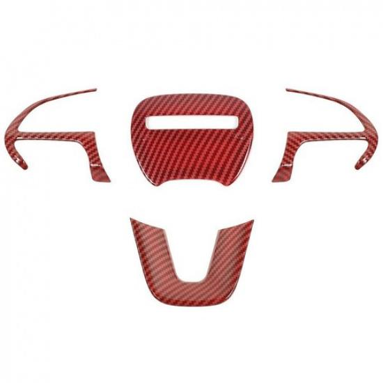 4x Steering Wheel Frame Trim Cover For Dodge Challenger Charger 2015+ Red Carbon