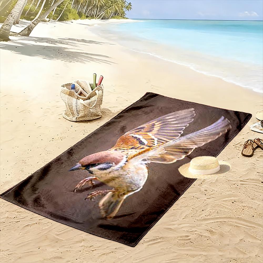 Flying Sparrow Bird Nature Design Beach towel quick-drying for travel outdoor sports jogging beach and swimming