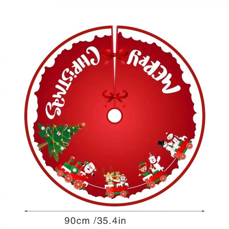 Christmas Tree Skirt Creative Exquisite Soft Red Tree Skirt Cartoon Pattern Christmas Tree Dress Christmas Decorations