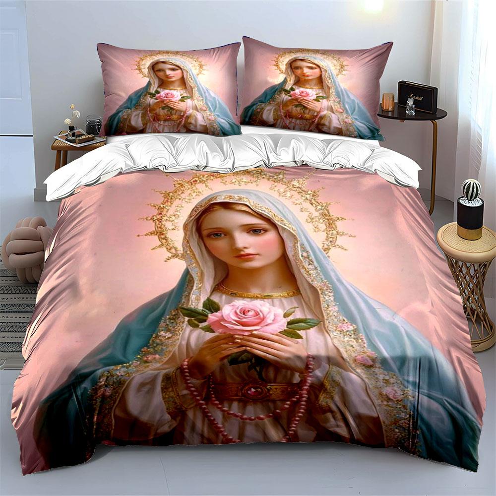 Holy Virgin Mary Bedding Set Bedding Duvet Cover Set Duvet Cover Pillowcases (1 * Duvet Cover 2 * Pillowcases, without duvet insert)