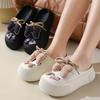 Fashion 2024 Summer Women's Hole Shoes Cute Bow Thick Sole Anti Slip Resistant Women's Baotou Slippers for Home Outdoor Garden Shoes