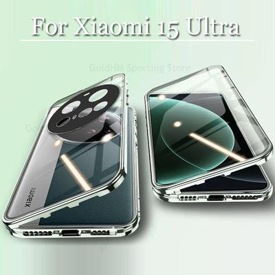 Cover For Xiaomi 15 Ultra 14 Pro Tempered Glass Phone Case For XIAOMI Mi 14 Ultra 13 12 12S 15 Pro 360° Double Sided Film Magnetic Clear Flip Cover