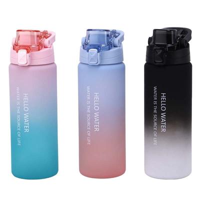 Water Bottle Gradual Change Color Matte Water Cup High Value Summer Outdoor Students Go To School Easy Cup Plastic Sports Water Cup Large Capacity