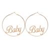 Party Gold Hip-hop Jewelry Gift Hyperbole Large Circle Femme Baby Letter Round Hoop Earrings