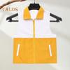 Volunteer Vest Bright Color-Blocked Design Lapel Sleeveless Zipper Placket Waistcoat Loose Fit Pockets Charity Uniform Group Vest