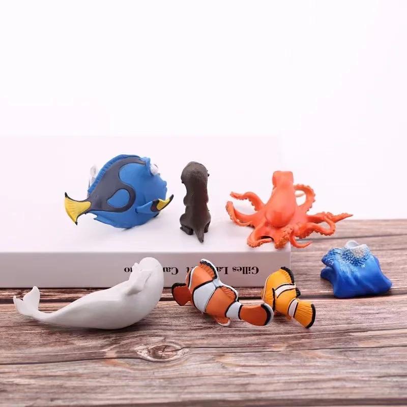 6 Pcs Disney Finding Nemo Dory Clownfish PVC Toy Model Statue Doll Series Decoration Doll Birthday Gift