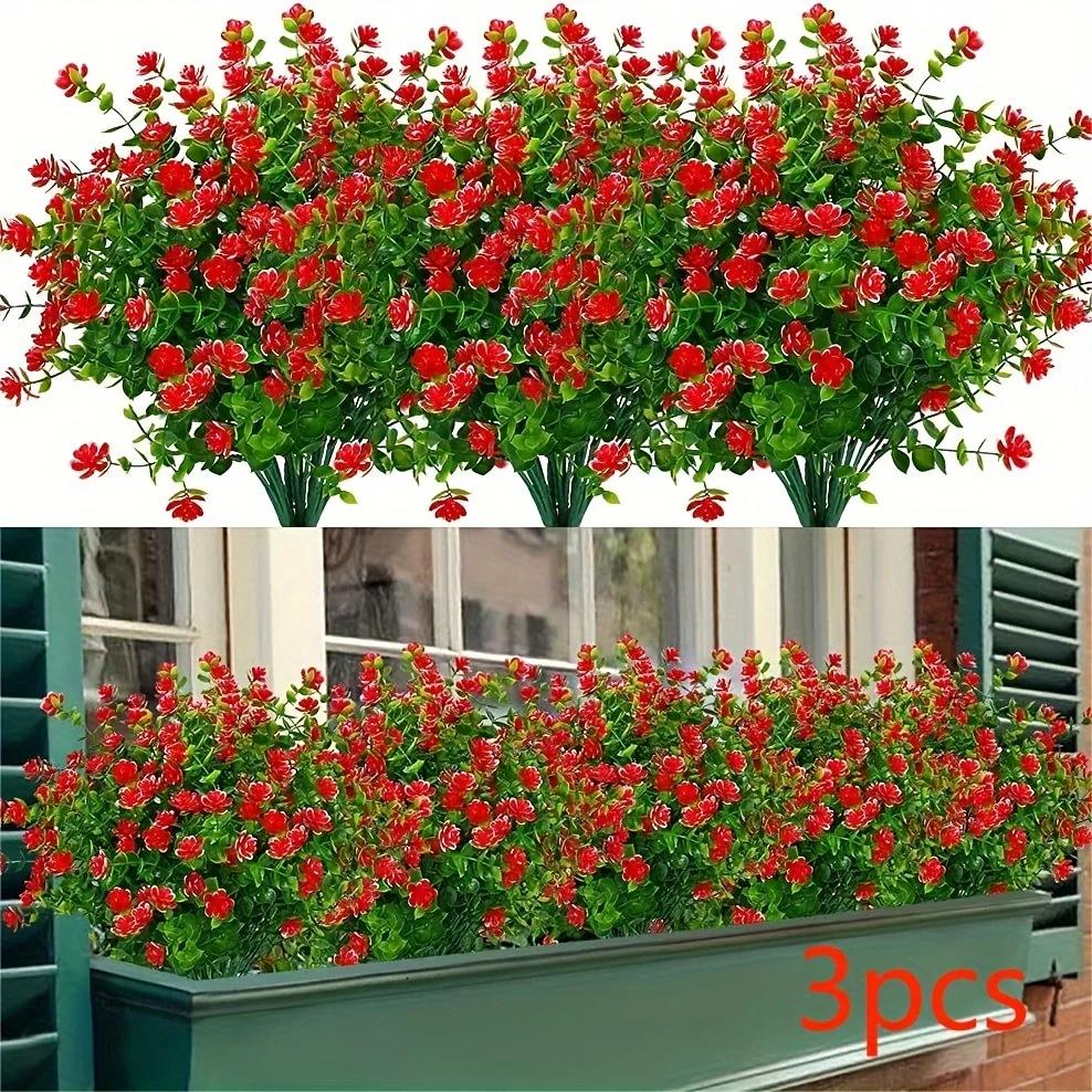 3/8pcs Artificial Flowers For Home And Garden Decor - Realistic Simulation Floral Bouquets And Shrubs For Porch And Outdoor Use