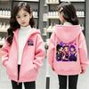 Zip-up Hooded Sweatshirt - Cartoon Pattern for Girls - Long-sleeved Children's Streetwear for Autumn and Winter