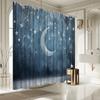 Night Sky Shower Curtain - Crescent Moon & Twinkling Stars, Blue & Grey Polyester, Fade-Resistant, Starry Bathroom Decor