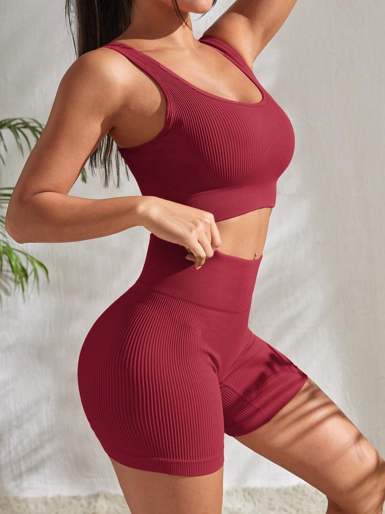 Bezešvá souprava na jógu Gymnastika s šortkami Crop Top Sexy podprsenka Dámské kalhoty 2dílná sada Běžecké oblečení na cvičení Fitness oblečení