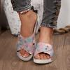 Fashion 2025 Summer New Open Toe Women's Slippers Fashion Outdoor Printing Casual Plus Size Best Seller Metal Decoration Wedge Slippers