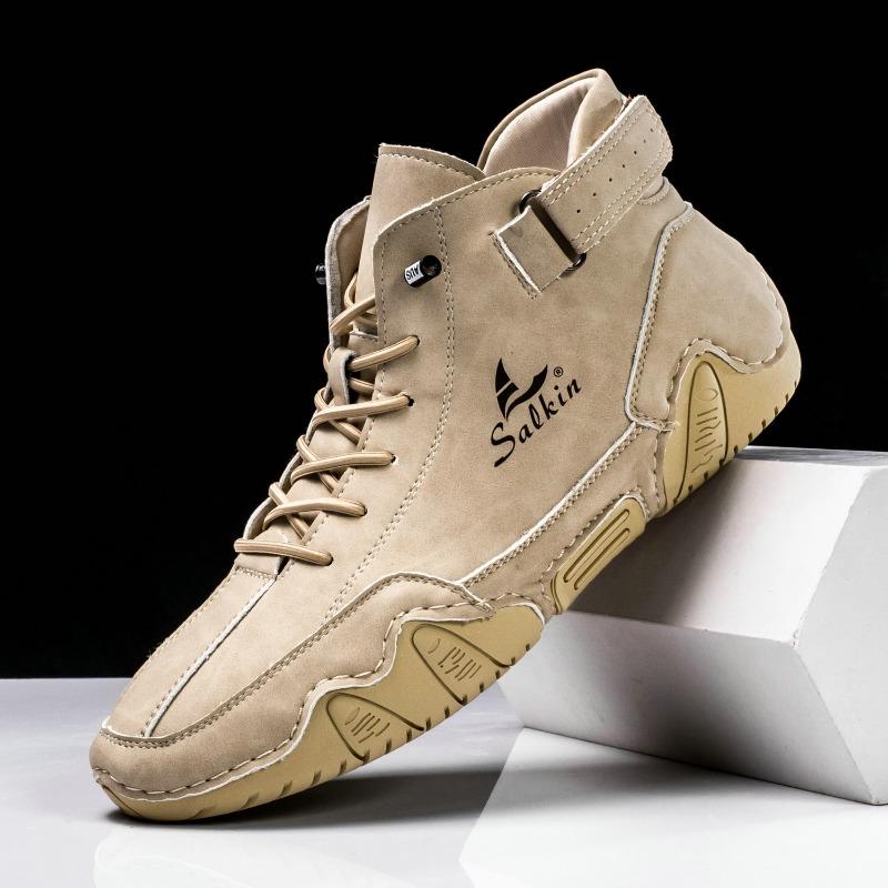 New Handmade Men Boots Design Sneakers Man Outdoor Casual Leather Men Sneakers Ankle Boots Trekking Fall Breathable