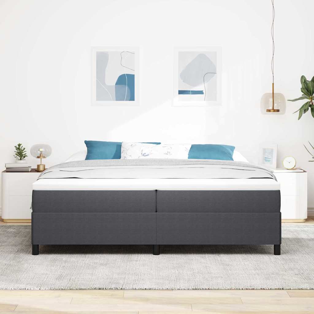 Box Spring Bed Dark Grey 200 x 200 cm Cord Fabric