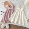 Girls Summer 3D Flower Strap Dress Sweet Loose Princess Fashionable Party Dress
