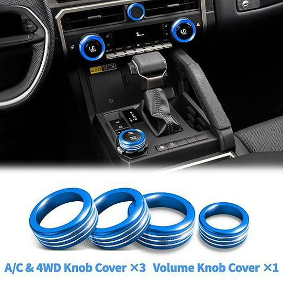 

Fits 2024-2025 Toyota Tacoma: A/C Knob & Volume Button Decorative Ring