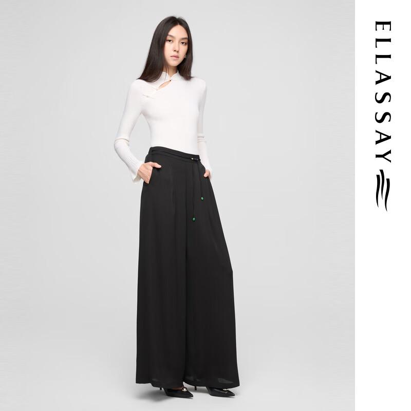 ELLASSAY Women's Beaded Tie-Waist Sheer Casual Pants