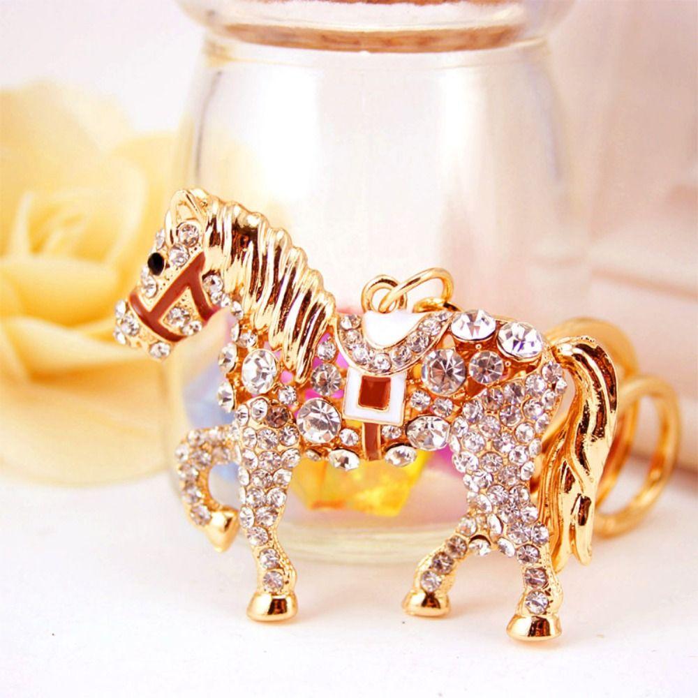 Colorful Horse Key Chain Metal Animal Key Ring Luxury Hand Bag Pendant For Women Men