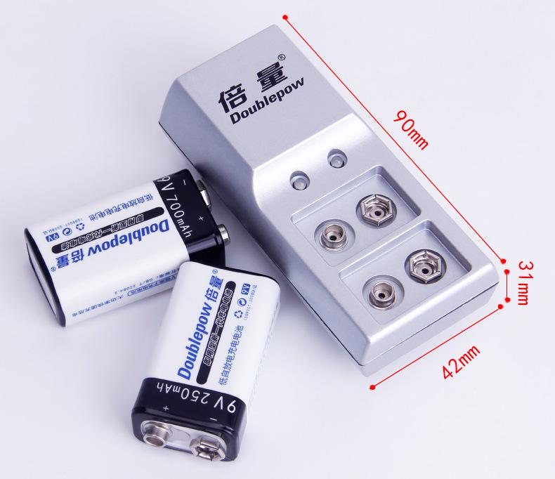 9V Battery Charger Set with Two 3700mAh Rechargeable Lithium-Ion Batteries