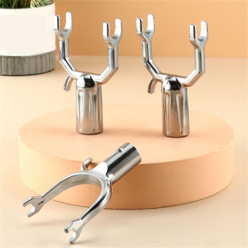 Aluminum Alloy Clothes Rod Joint Clothes Fork Head Closet Poles End Replacement Utility Hook for Home and Dormitory Use