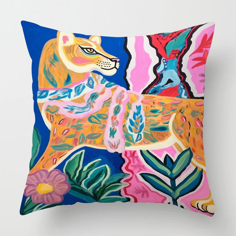 Geometric Animal Pattern Pillow Cover 18x 18 Inch Printed Cushion Cover Machine Washable Home Sofa Decoration 45x45cm