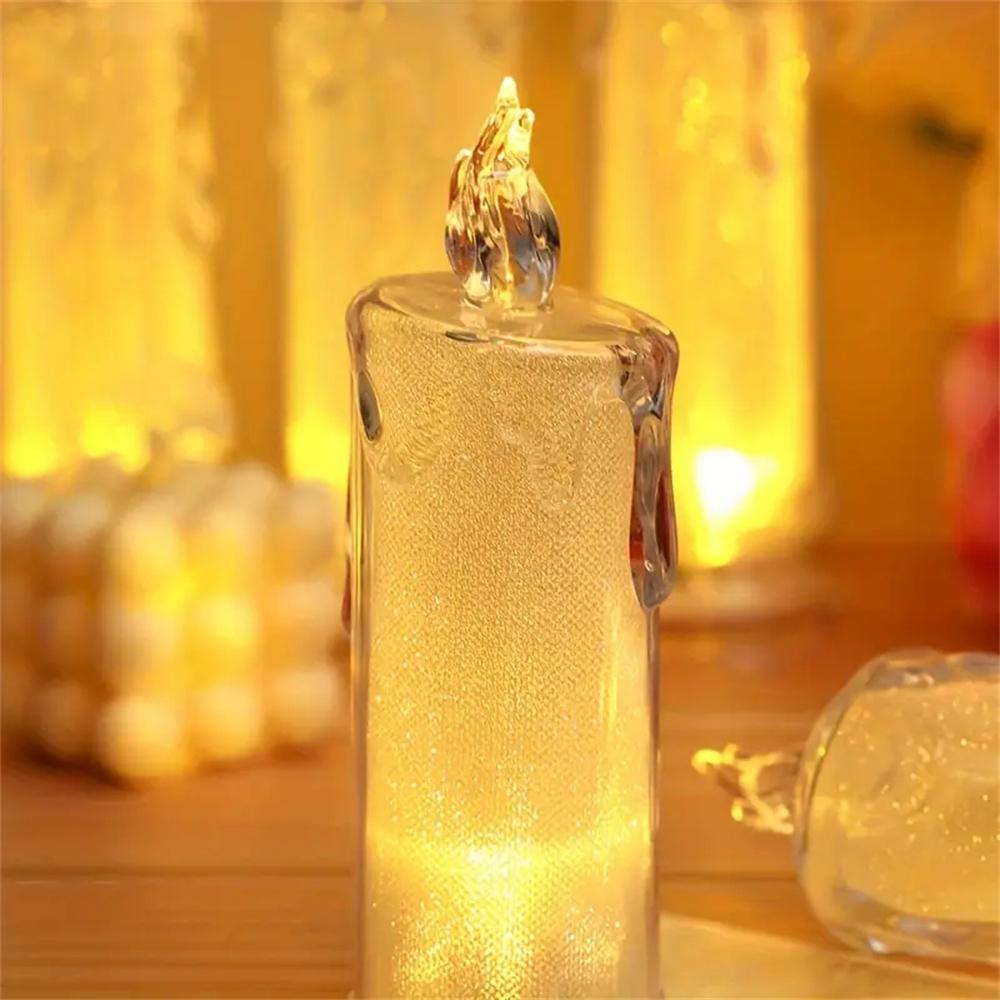 3pcs Flameless Candle LED Gap Column Candles For Family Candlelight Dinners Valentine's Day Wedding Birthday Bedroom Decor Gift
