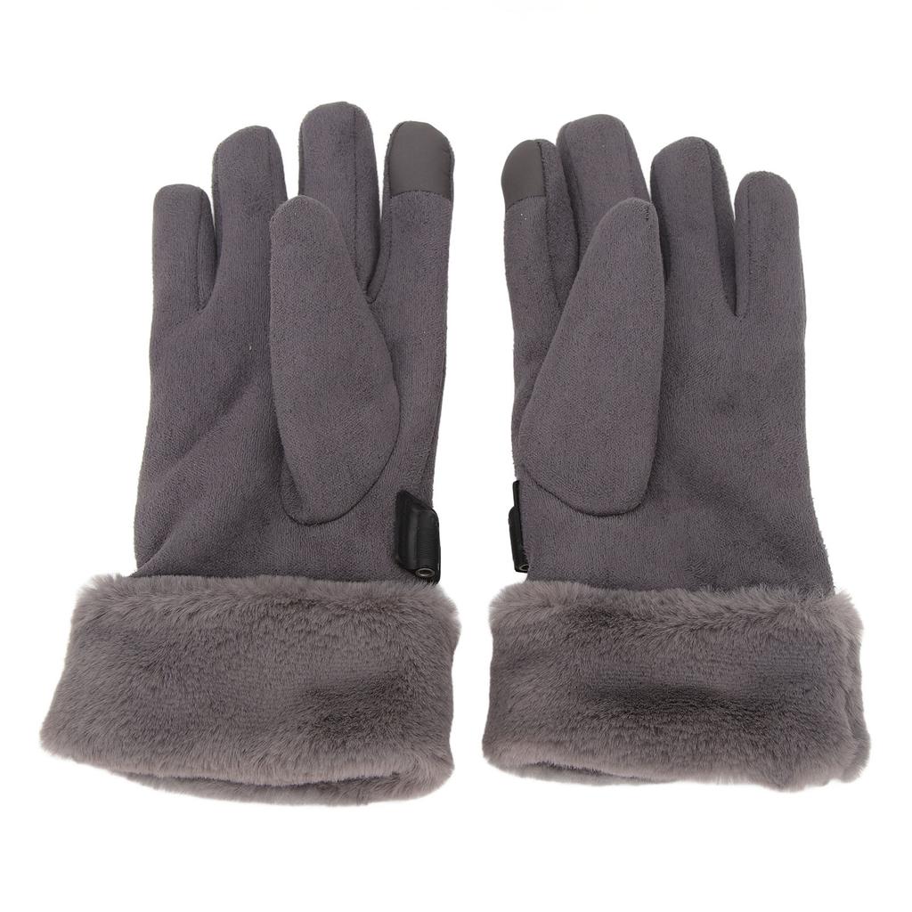 USB Heated Gloves Fluff Non Slip Palm Waterproof Adjustable Elastic Wristband Windproof Thermal Gloves for Women Cold