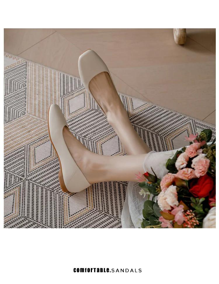 Nové jarní podzimní ploché boty Dámské ploché podpatky Baleríny Čtvercová špička Mělké Nazouvací Lodičkydámské boty