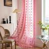 Finished Curtains Tufted Cursing Hair Ball Solid Color Pink Living Room Bay Window No Punching Through Rod Curtain