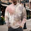 Men's Retro Corduroy Long Sleeve Shirt with Stand Collar and Pocket, Printed Casual Top