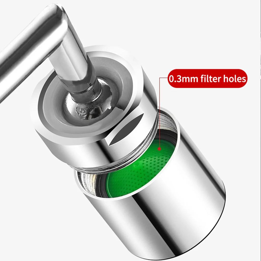 Kitchen Faucet Spout with 720° Swivel Durable Rotatable Sink Tap Accessory Solid Brass Anti-Corrosion Waterfall Design