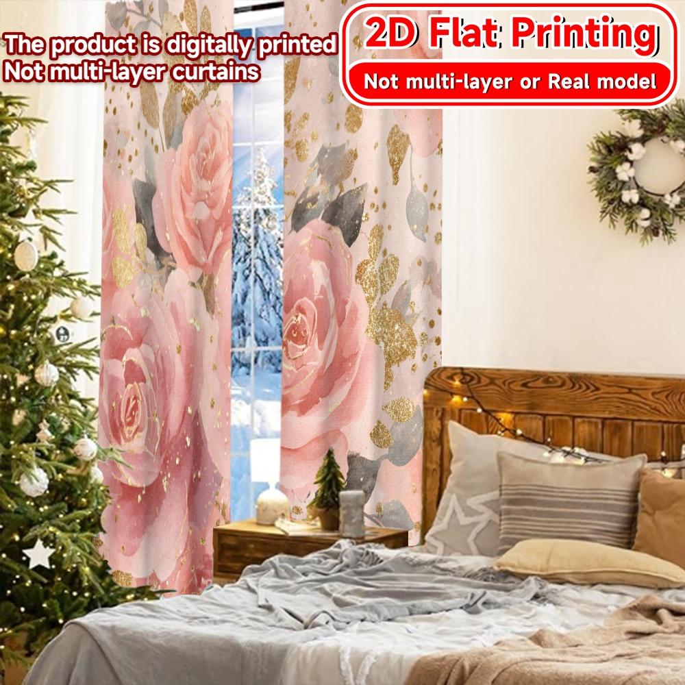 2D Flat Printing  2pcs Artistic Celebration Chic Curtains Polyester Easy Install Curtains Home Decor Perfect for digital printing